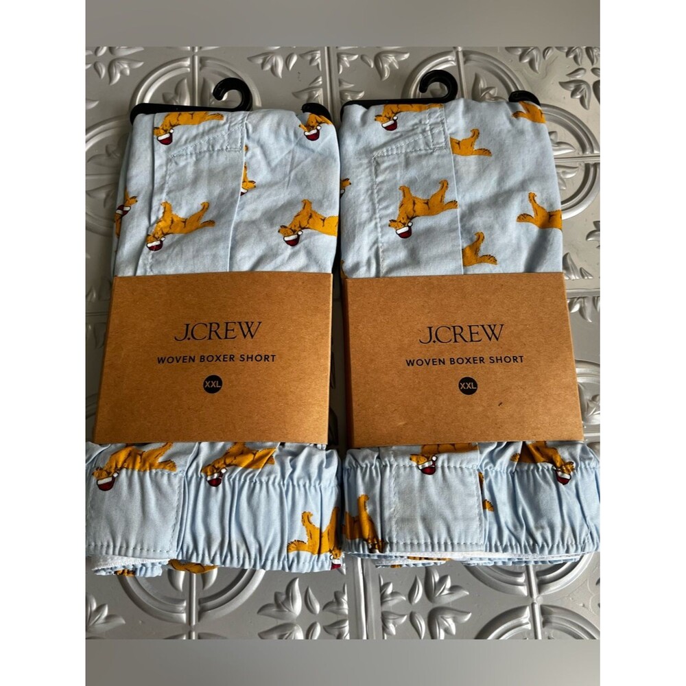J Crew Men's Woven Boxers Short Holiday Dog Allover Print 100% Cotton 2Sets 2XL
